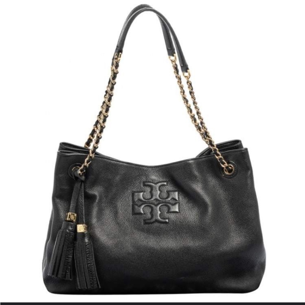 Tory Burch Black Leather Thea Chain Shoulder Bag